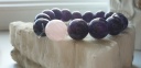14 mm Браслет натуральный камень Аметист - дарит душевный покой и внутреннее умиротворение и розовый кварц