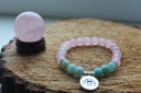 10mm Браслет из натуральных камней - амазонит и розовый камень Гармонизирует жизнь ЛОТОС